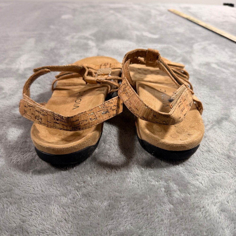 Vionic Strappy Sandals Women Size 10 Tan Cork Gold Fleck Orthotic Comfort 3432 - Picture 6 of 10